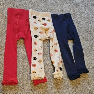 Ruffle Butts Toddler Tights Trio - Navy, Red, Cream Floral